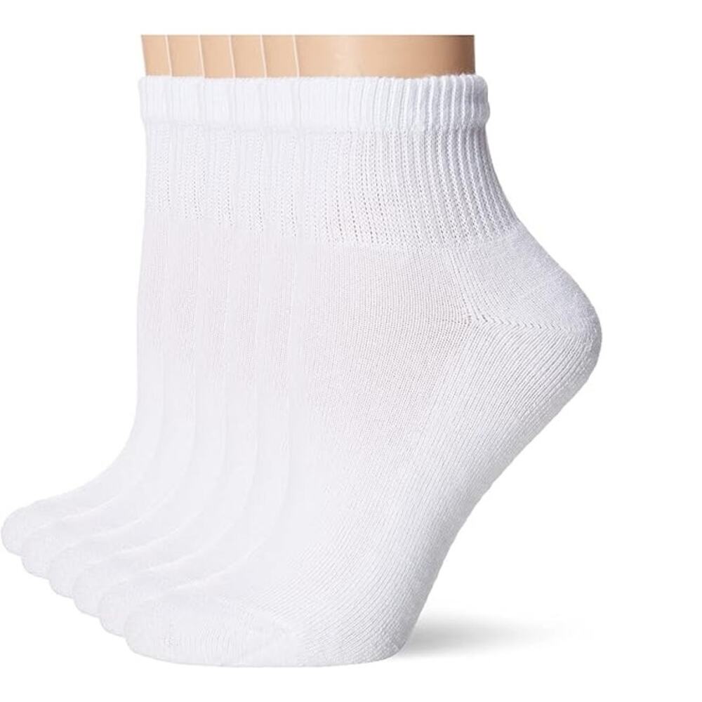 Hanes Ultimate Women's 6-Pack Comfort Toe Seamed Ankle Socks‎ NWT